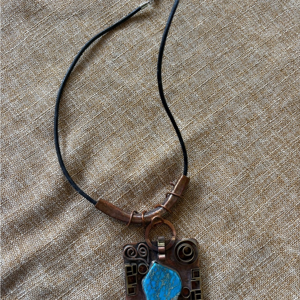 Turquoise Pendant Necklace in copper